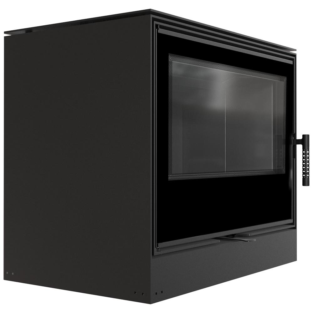 Wood Burning Steel Stove KRATKI KARI 80 Ø 180 12 kW Black Thermotec Self Closing Door