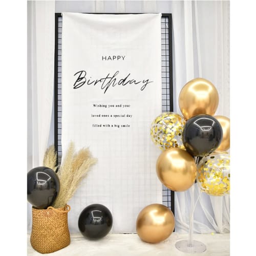 YFFSFDC Birthday Tapestry HAPPY BIRTHDAY with Balloons Birthday Pastry Balloon Birthday Decoration Set Simple Monotone 100th Half Birthday