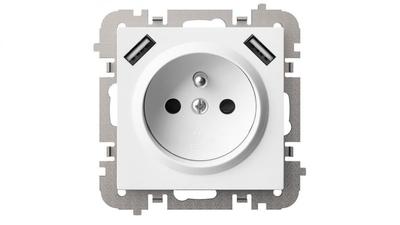 Santra 2P+Z 2XUSB Power Socket Without Frame Flush Mounting White 4188-10