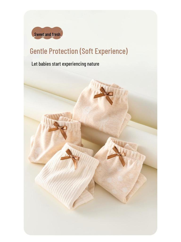 Girls' Cotton Antibacterial Underwear, Size 10A, Extended Crotch, Triangle Design