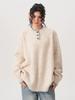2026 Autumn/Winter Retro Knitwear: American Loose Fit Niche Design Pullover Sweater for Women