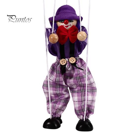 Boys Hand Puppetry Marionette Clown Puppet Toy Pull Rope Wooden Doll Interactive Girls Kids Pirate Birthday Christmas Gifts