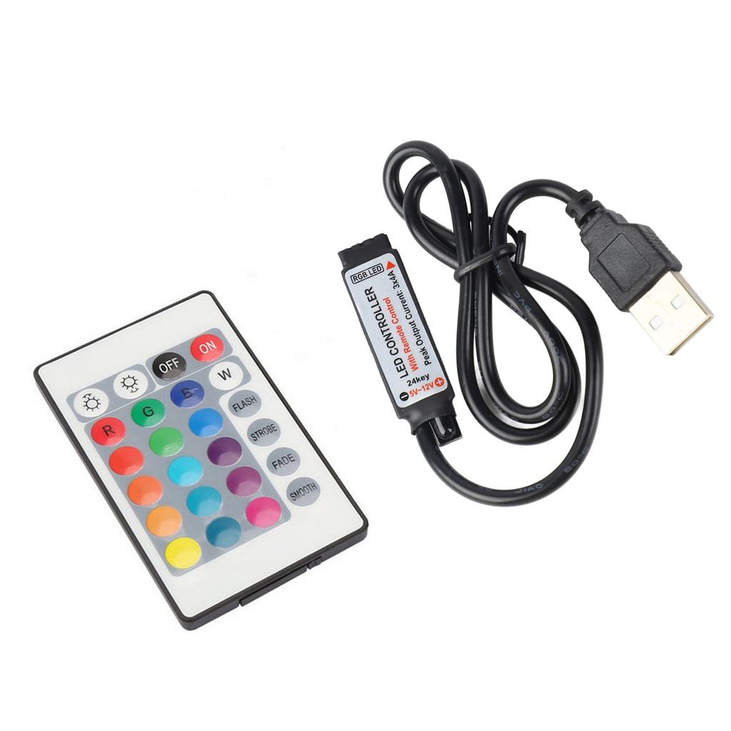 5V 24 Key RGB LED Light Strip Wireless Remote Control USB 6A Lamp Effect IR Controller