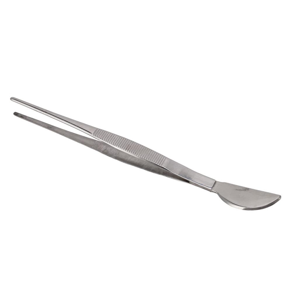 Rust Proof Stainless Steel Tweezers Crescent Moon Head Long Plant Tweezers Rake Spatula Tools