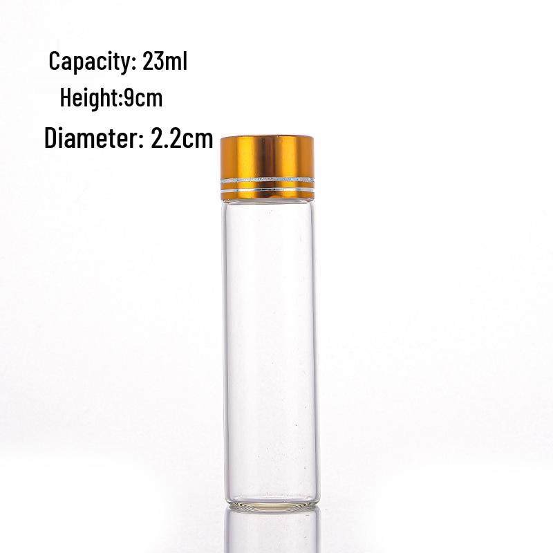 Oxidized Gold Lid Agarwood Saffron Glass Bottle, 22mm Diameter, Thickened Screw-Top Seal
