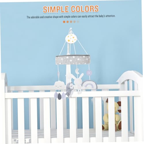 Crib Mobile with Cartoon Clouds Rainbow Rabbits Owl, Baby Nursery Decor, Newborn Soothing Toy, Musical Mobile for Infants