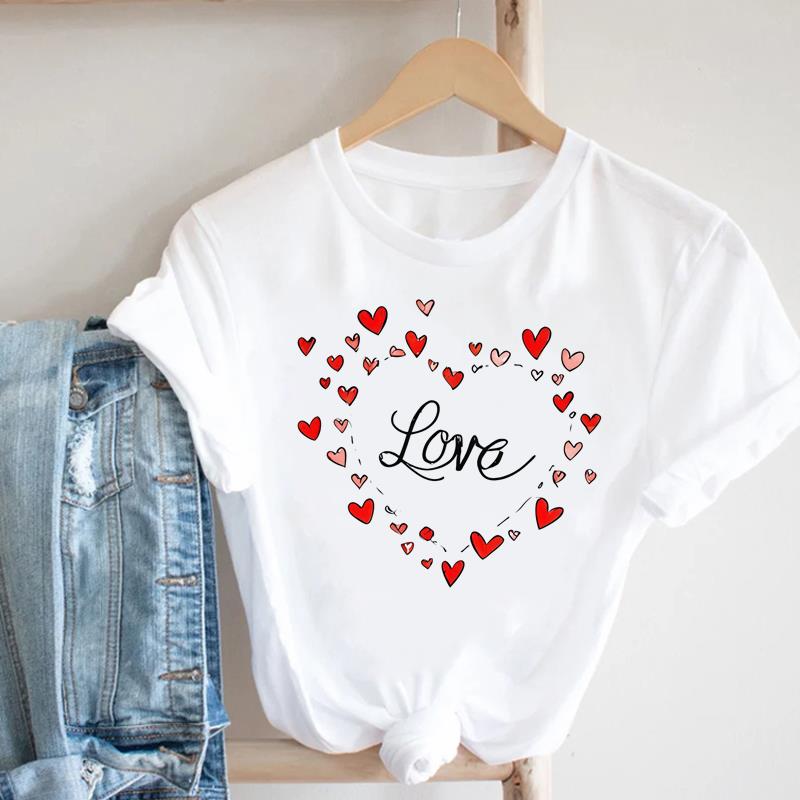 (Asian Size) love trend style  Lady Female Top Printed Women Tee Clothing Casual T Shirt Fashion Graphic Short Sleeve T-shirts