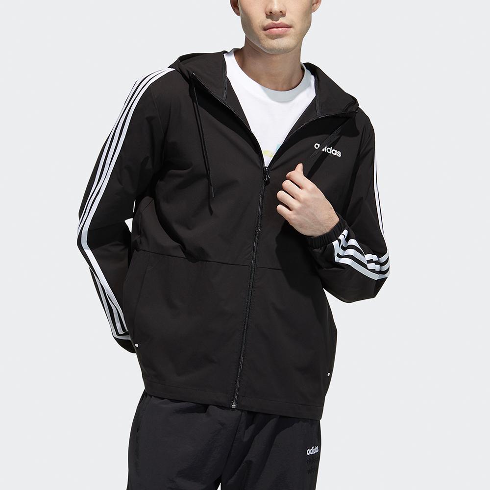 Adidas Neo Classic Three-Stripe Windproof Waterproof Sports Hooded Jacket Men Jackets Black GP4909
