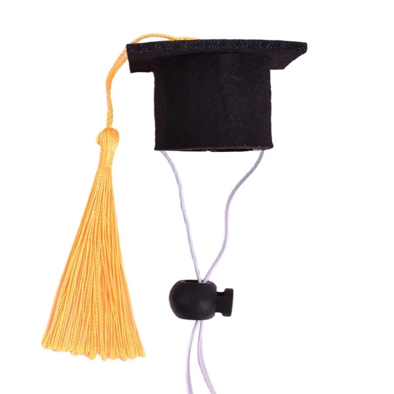 Nonwoven Graduation Hat for Small Companion Animals, Mini Hanging Accent with Sliding Stretch Tie Design for Photos