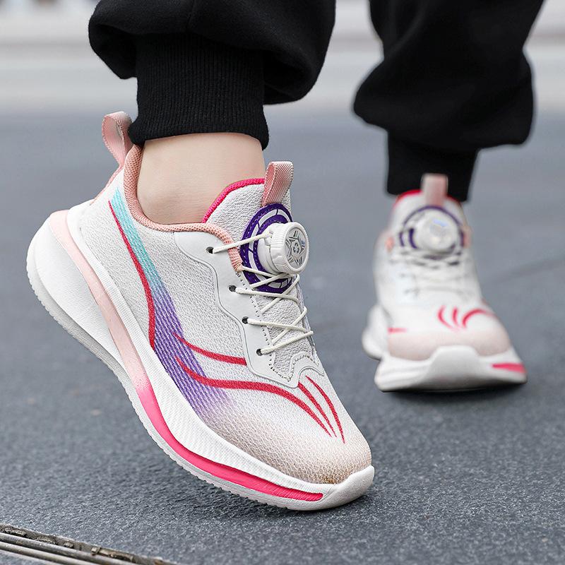 Boys' shoes spring and autumn mesh rotating buckle casual sports shoes breathable girls summer soft sole middle and older children's running shoes