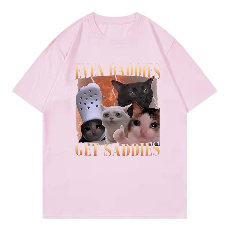 Rizz Em with The Tism TShirt Retro Funny Cat Meme Oversized T Shirt Tops Unisex Unisex Clothing Casual Cotton Short Sleeve TShirts