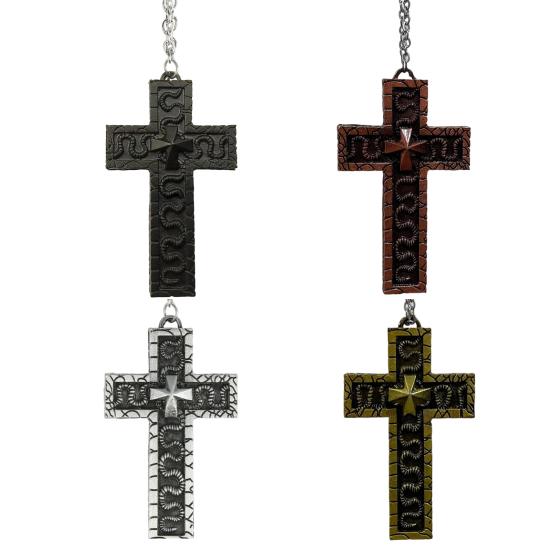 2/4Pcs Silver Color Necklace Handcrafted Symbolic Design Cross Pendant Necklace Multi-Purpose Fashion Jewelry Gift