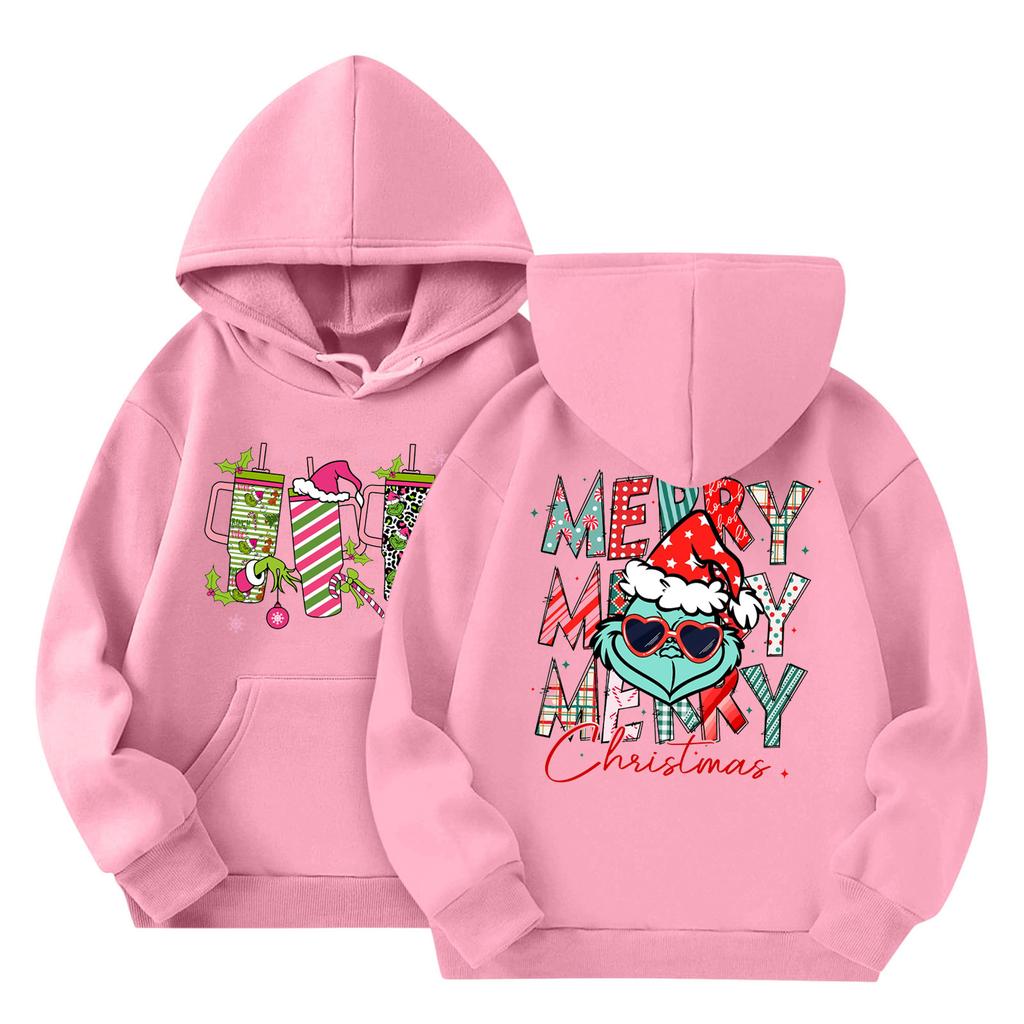 Child Fashion Lightweight Long Sleeve Pullover With Pockets  Print Hoodie