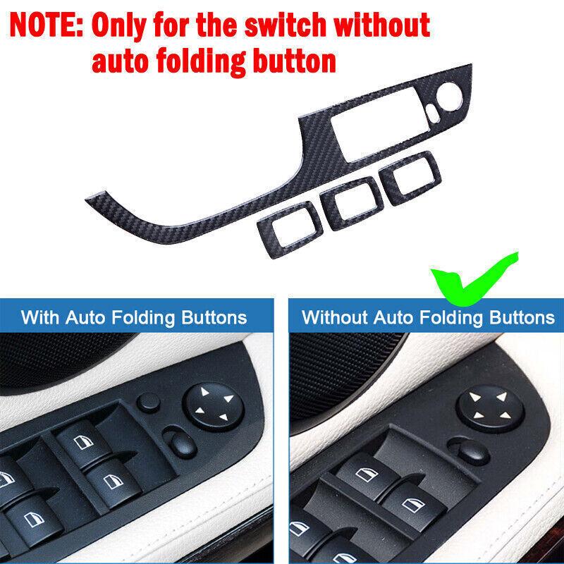 4x/set Carbon Fiber Window Lift Switch Button Panel Cover Trim For BMW E92 E90