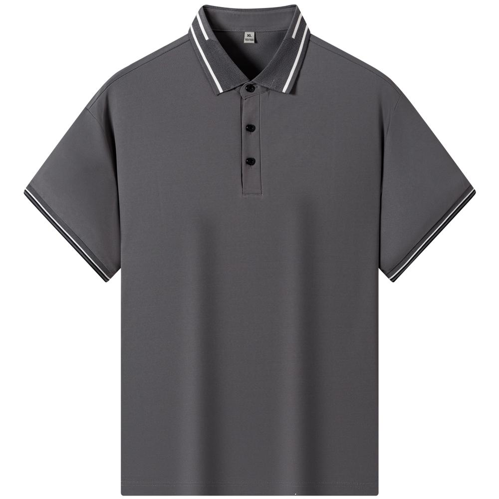 Men's Summer Casual Short Sleeve Ribbed Cuffs Polo Shirt, Lightweight Straight Fit 3-button Plackets Business Collared Shirts