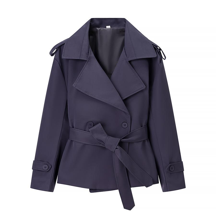 Multi-Color Trench Coat with Notched Lapel, Button Cuffs and Waist Belt