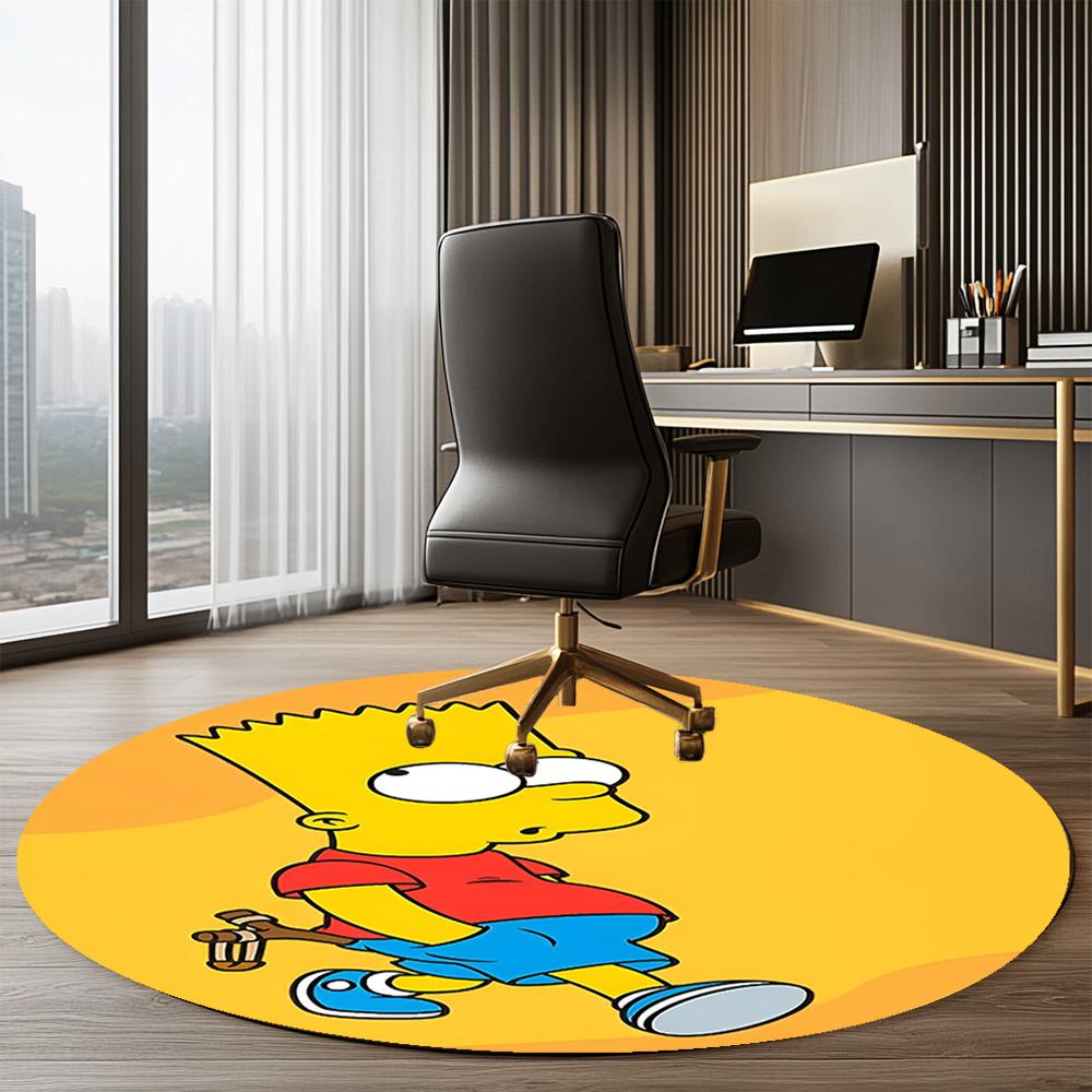 THE SIMPSONS Printed Round Rug Carpet Chair Rug Area Rug Entryway Doormats,for Office Chair Living Room Bedroom Kitchen Room.