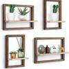 Square Wooden Wall-Mounted Shelf for Living Room Decor