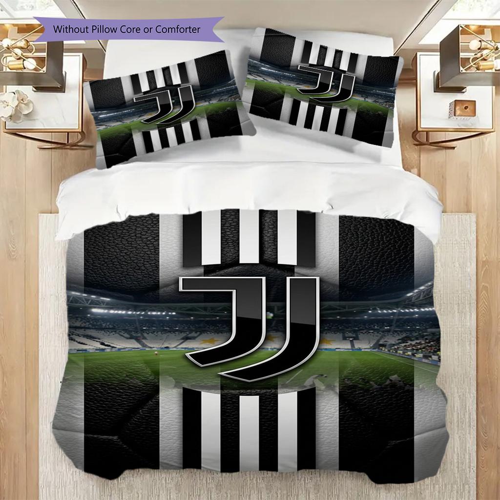 Juventus Streifen Sterne Dreiteiliges Set (1 Bettbezug + 2 Kissenbezüge, ohne Füllung) Bettbezug und Kissenbezug Weihnachts-Geburtstagsgeschenk