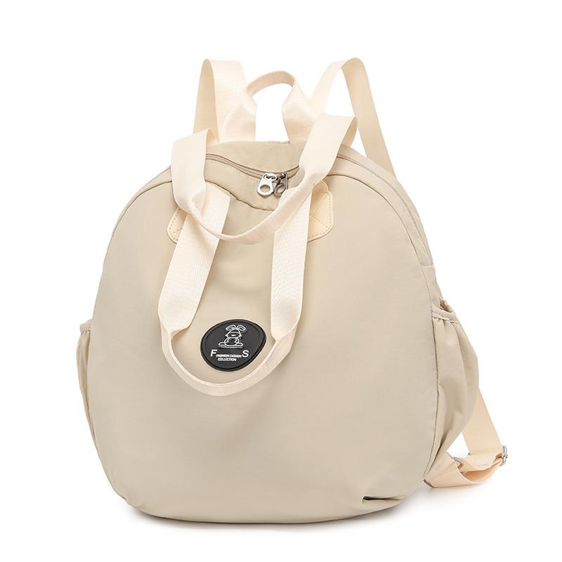 Women's Backpack Round Bag Large Capacity Travel Bag Solid Color Student Schoolbag