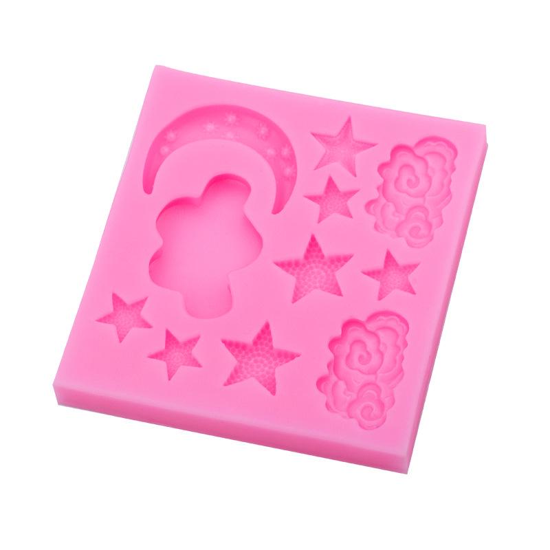 DIY Fondant Cake Silicone Mold Set: Cloud, Star, Moon, Chocolate Design