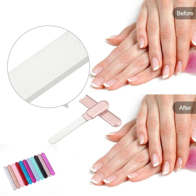 Glass Nail File With Case, Crystal Diamond Salon Best Beauty Nail Buffer For Natural And Acrylic Nail