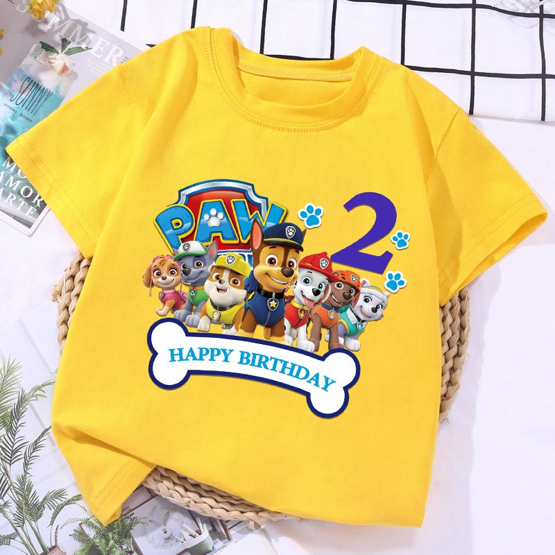 T-shirt Paw Patrol per Bambino e Bambina, Top per Festa di Compleanno, Magliette, Vestiti per Bambini di Anni, Vestiti Cartoni Animati, Magliette Morbide a Maniche Corte per Neonati, Maglietta