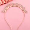 Happy Birthday Props Hairband for Adult Family Gathering Birthday Party Rhinestones Headband Photography Accessories