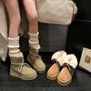 Женские зимние теплые меховые ботинки большого размера на мягкой подошве, противоскользящие, на подкладке, до щиколотки, для занятий спортом на открытом воздухе, меховые хлопковые ботинки
