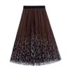 Women Spring Fall High Waist All Match Gradient Color Peacock Printed Mesh A Line Skirt