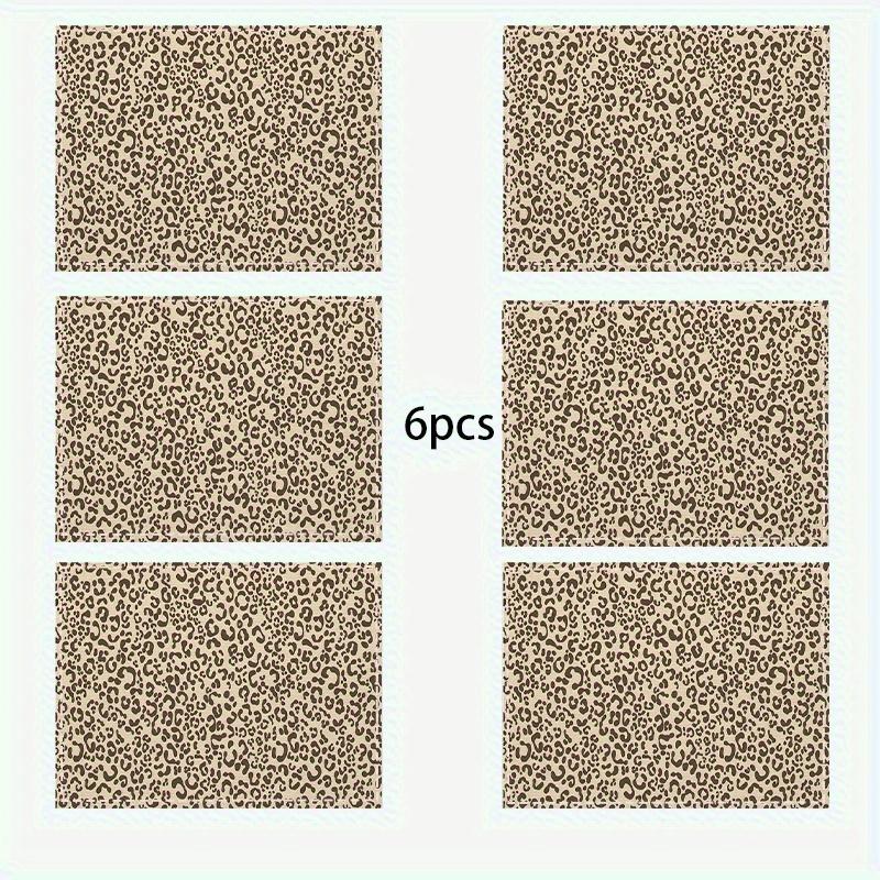 4/6pcs Linen Placemats Set, Leopard Print Paper Combination 12x18 Inches, Suitable for Kitchen Dining Decor, Home Decoration, Family Party & Holiday