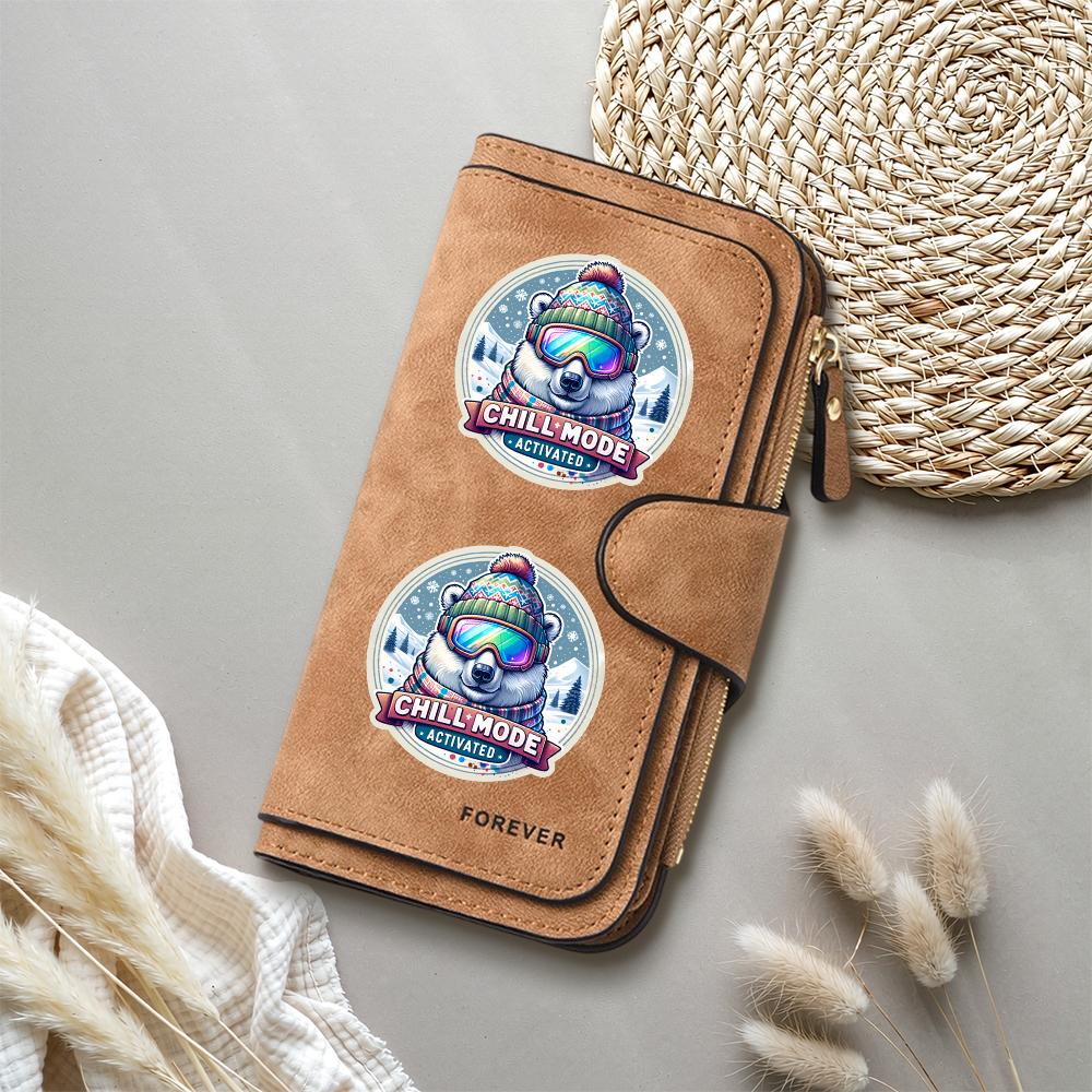 Cute Polar Bear Print Long Wallet Fashion Casual Large Capacity Card Holder PU Leather Purses for Daily Use