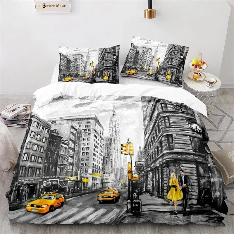 Luxury New 3D Print Statue of Liberty Duvet Cover King Microfiber World Famous Building Bedding Set New York Landmark Cityscape