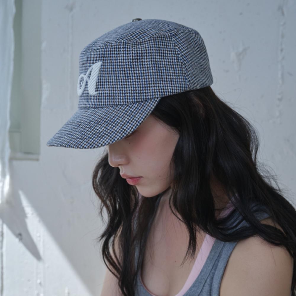 Allincomplete Linen Houndstooth Fillbox Cap