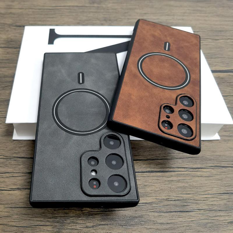 Samsung S25 Ultra Lambskin Magnetic Phone Case, S26 Plus A24U Full Coverage Protective Case, S23