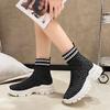 Fashion Women's Autumn Stretchy Knitted Ankle Boots Sock Style Slip on Retro Flat Sport Short Boots Female Shoes Botas De Mujer 2024