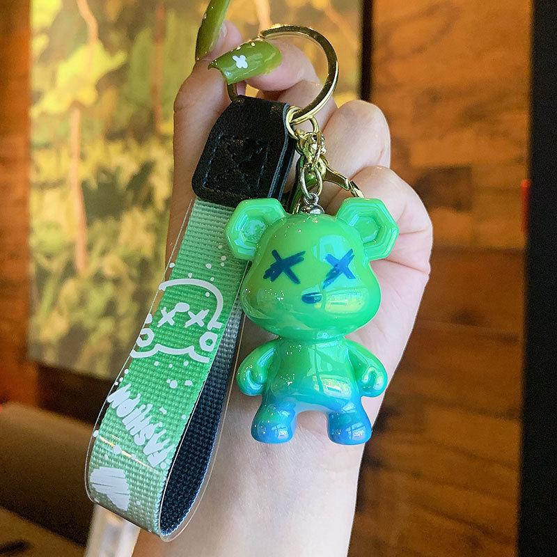 Coole Farbverlauf Graffiti Bär Schlüsselanhänger Cartoon Bären Paar Auto Schlüsselanhänger Anhänger Kreatives Kleines Geschenk