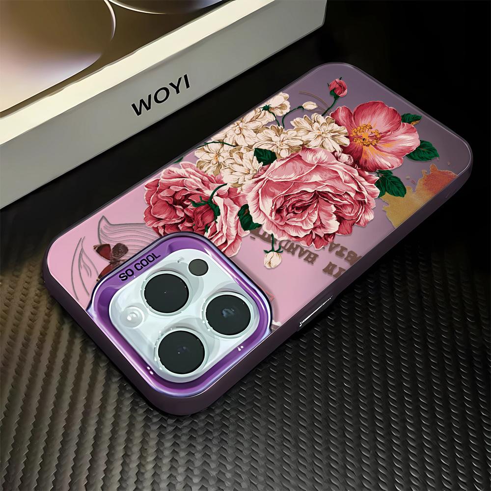 Red Flowers Shockproof Phone Case For IPhone 16 15 Pro Max 14 13 12 11 Back Cover Case Funda Bumber 16 Pro 15 14 13 12 11 Case