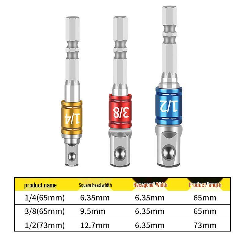 

Color-Coded Pneumatic/Electric Wrench Adapter Set with Double R-Groove and Three-Piece Extension Bar