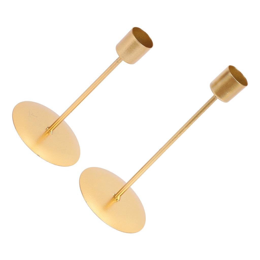 Candle Holders Set of 2 Metal SingleHead Vintage Decorative Candlesticks for Wedding Dinning Party Home Decor(Gold )