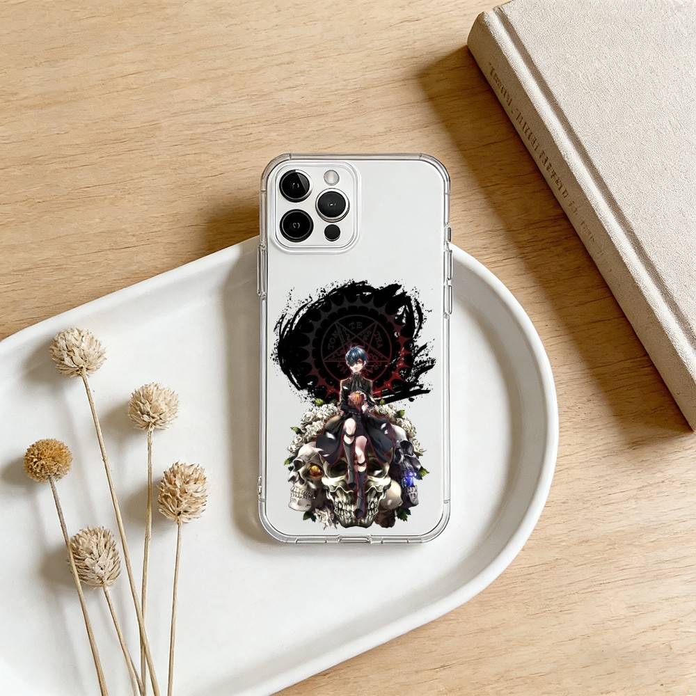 Black Anime B-ButlerS Phone Case For iPhone 17 16 15 14 13 12 11 Mini Pro Max Plus Transparent Cover