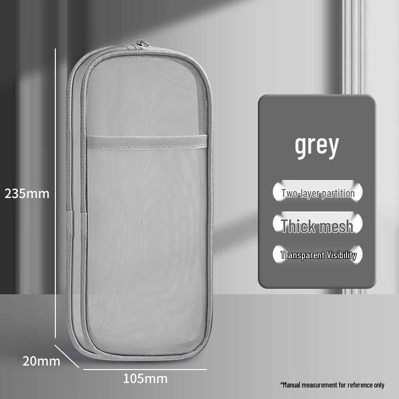 Double-Layer Mesh Transparent Pencil Case - Portable Large Capacity Stationery Box