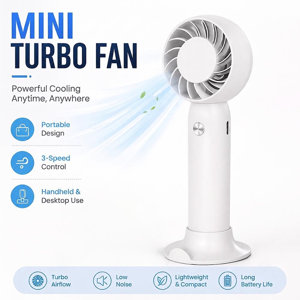 Handheld Fan Rechargeable Portable Mini USB Fan 3 Speed Mini Fan with Phone Holder Rechargeable Desk
