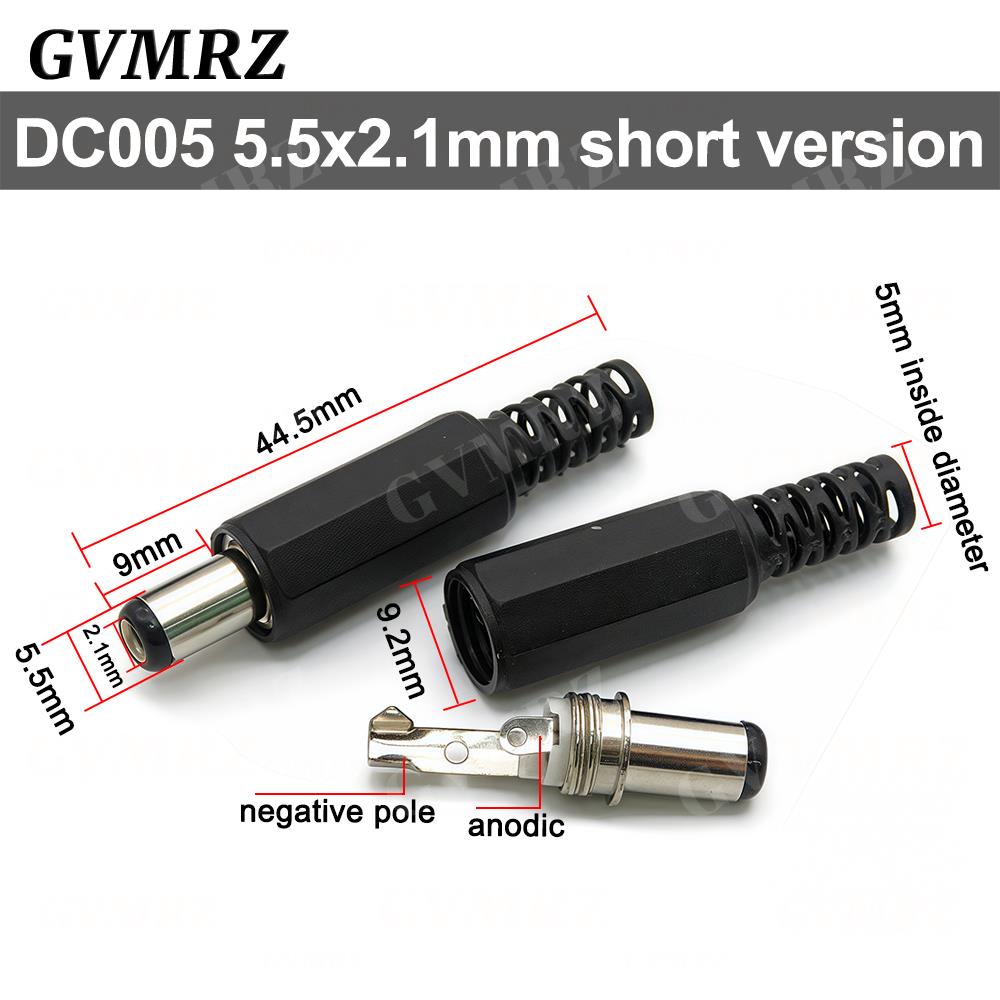 10PCS DC Connectors 5.5x2.1mm 3.5x1.3mm DC Power Plug Male Female Jack Socket Panel Mount DC Power Adapter Connector 5.5*2.1