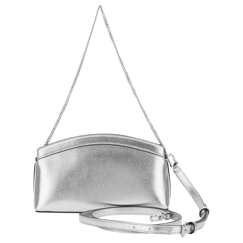 MICHAEL KORS Athena Logo Leather Shoulder Bag Small Women's Silver