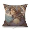 Mucha Style Floral Princess Girl Pink Purple Blue Pretty Flower Daughter Room Decoration Sofa Pillow Case Spring Cushion Cover
