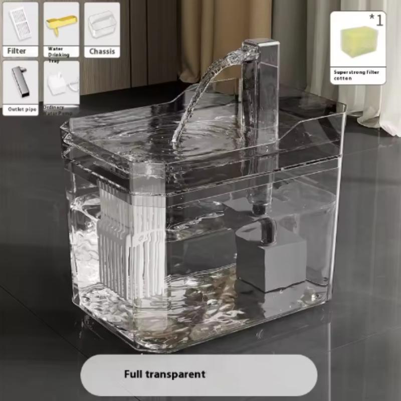 Cat Water Fountain Auto Filter Transparent Drinker USB Anti-Dry Burning Recirculate Filtering Water Dispenser with Pump