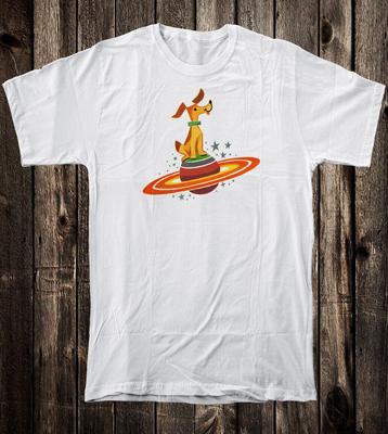 Retro Novelty T-Shirt Vintage Mid Century Kunst Atomarer Hund Fliegende Untertasse #5