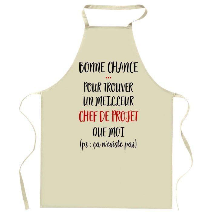 Tablier de cuisine - Chef de projet Ca n'existe pas - Impression bretonne - Coton résistant - Liens ajustables