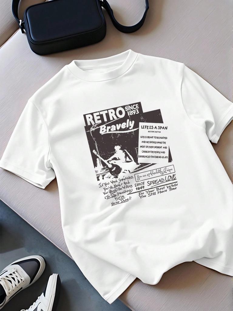 Sports Car Metallic Wheel Rim English Typography Casual Print Shortsleeve Tshirt Regular Fit